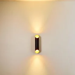 Lampes Dorées-hofstein Applique murale d'extérieur Saulcy LED Noir doré, 2 lumières