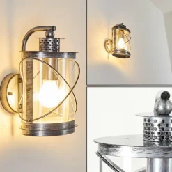 Luminaires Rustiques-hofstein Applique murale d'extérieur Chamesol Brun foncé, Argenté, 1 lumière