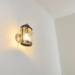 Luminaires Rustiques-hofstein Applique murale d'extérieur Chamesol Brun foncé, Argenté, 1 lumière