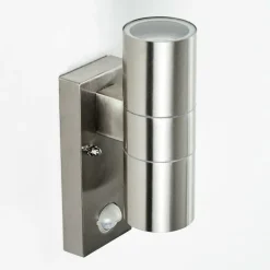 hofstein Applique murale d'extérieur Brachy Acier inoxydable, 2 lumières, Détecteur de mouvement