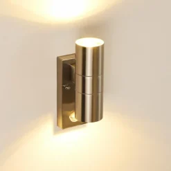 hofstein Applique murale d'extérieur Brachy Acier inoxydable, 2 lumières, Détecteur de mouvement