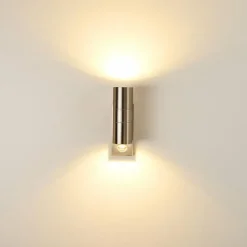 hofstein Applique murale d'extérieur Brachy Acier inoxydable, 2 lumières, Détecteur de mouvement