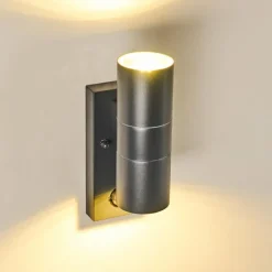 hofstein Applique murale d'extérieur Brachy Gris, 2 lumières, Détecteur de mouvement