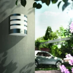 Luminaires Philips Applique murale d'extérieur Philips Calgary LED Acier inoxydable, 1 lumière, Détecteur de mouvement