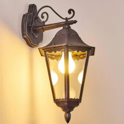 Luminaires Rustiques-hofstein Applique murale d'extérieur Lignac Noir, Argenté, 1 lumière