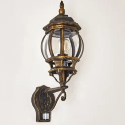 Luminaires Rustiques-hofstein Applique murale d'extérieur Lentua Brun doré, 1 lumière, Détecteur de mouvement