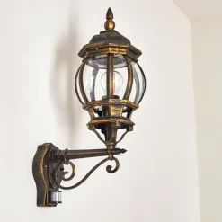 Luminaires Rustiques-hofstein Applique murale d'extérieur Lentua Brun doré, 1 lumière, Détecteur de mouvement