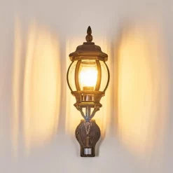 Luminaires Rustiques-hofstein Applique murale d'extérieur Lentua Brun doré, 1 lumière, Détecteur de mouvement