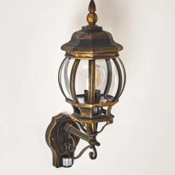 Luminaires Rustiques-hofstein Applique murale d'extérieur Lentua Brun doré, 1 lumière, Détecteur de mouvement