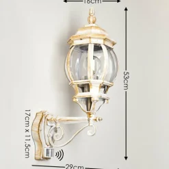 Luminaires Rustiques-hofstein Applique murale d'extérieur Lentua Or, Blanc, 1 lumière, Détecteur de mouvement