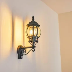 Luminaires Rustiques-hofstein Applique murale d'extérieur Lentua Vert, Noir, 1 lumière, Détecteur de mouvement