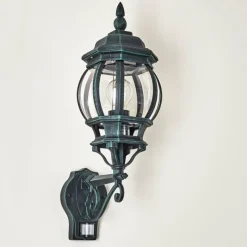 Luminaires Rustiques-hofstein Applique murale d'extérieur Lentua Vert, Noir, 1 lumière, Détecteur de mouvement