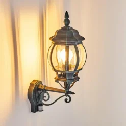 Luminaires Rustiques-hofstein Applique murale d'extérieur Lentua Vert, Noir, 1 lumière, Détecteur de mouvement