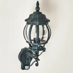 Luminaires Rustiques-hofstein Applique murale d'extérieur Lentua Vert, Noir, 1 lumière, Détecteur de mouvement