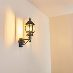 Luminaires Rustiques-hofstein Applique murale d'extérieur Lentua Vert, Noir, 1 lumière, Détecteur de mouvement