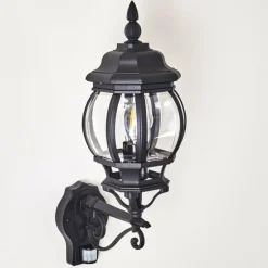 Luminaires Rustiques-hofstein Applique murale d'extérieur Lentua Noir, 1 lumière, Détecteur de mouvement