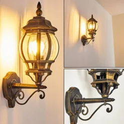 Luminaires Rustiques-hofstein Applique murale d'extérieur Lentua Brun doré, 1 lumière