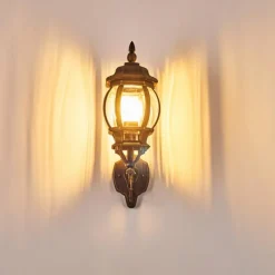 Luminaires Rustiques-hofstein Applique murale d'extérieur Lentua Brun doré, 1 lumière