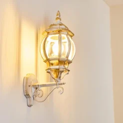 Luminaires Rustiques-hofstein Applique murale d'extérieur Lentua Or, Blanc, 1 lumière