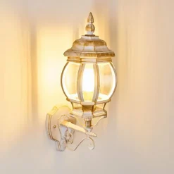 Luminaires Rustiques-hofstein Applique murale d'extérieur Lentua Or, Blanc, 1 lumière