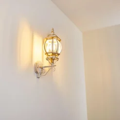 Luminaires Rustiques-hofstein Applique murale d'extérieur Lentua Or, Blanc, 1 lumière