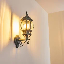 Luminaires Rustiques-hofstein Applique murale d'extérieur Lentua Vert, Noir, 1 lumière