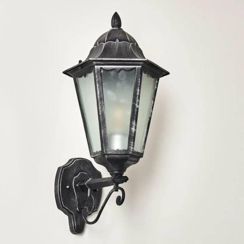 Luminaires Rustiques-hofstein Applique murale d'extérieur Lignac Noir, Argenté, 1 lumière