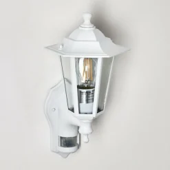 Luminaires Rustiques-hofstein Applique murale d'extérieur Loria Blanc, 1 lumière, Détecteur de mouvement