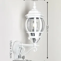 Luminaires Rustiques-hofstein Applique murale d'extérieur Lentua Blanc, 1 lumière, Détecteur de mouvement