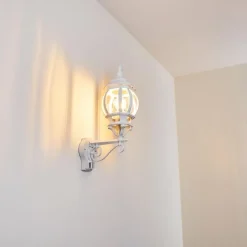 Luminaires Rustiques-hofstein Applique murale d'extérieur Lentua Blanc, 1 lumière, Détecteur de mouvement