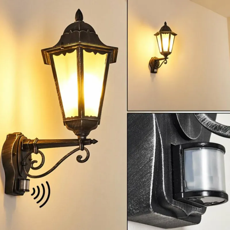 Luminaires Rustiques-hofstein Applique murale d'extérieur Lignac Noir, Argenté, 1 lumière