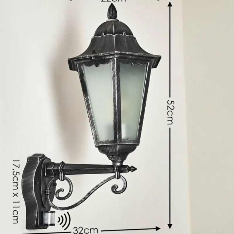 Luminaires Rustiques-hofstein Applique murale d'extérieur Lignac Noir, Argenté, 1 lumière