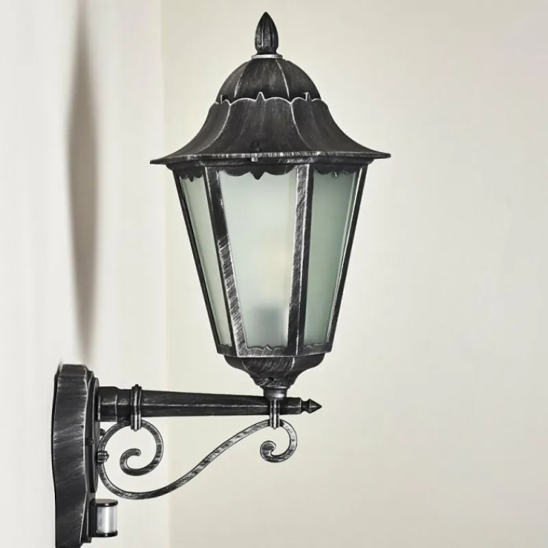 Luminaires Rustiques-hofstein Applique murale d'extérieur Lignac Noir, Argenté, 1 lumière