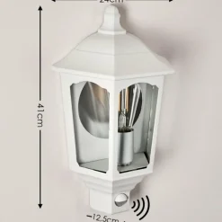 Lampes Vintages & Rétros-hofstein Applique murale d'extérieur Brissago Blanc, 1 lumière, Détecteur de mouvement