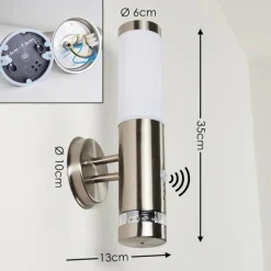 hofstein Applique murale d'extérieur Walise Acier inoxydable, 1 lumière, Détecteur de mouvement