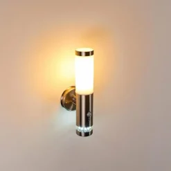 hofstein Applique murale d'extérieur Walise Acier inoxydable, 1 lumière, Détecteur de mouvement