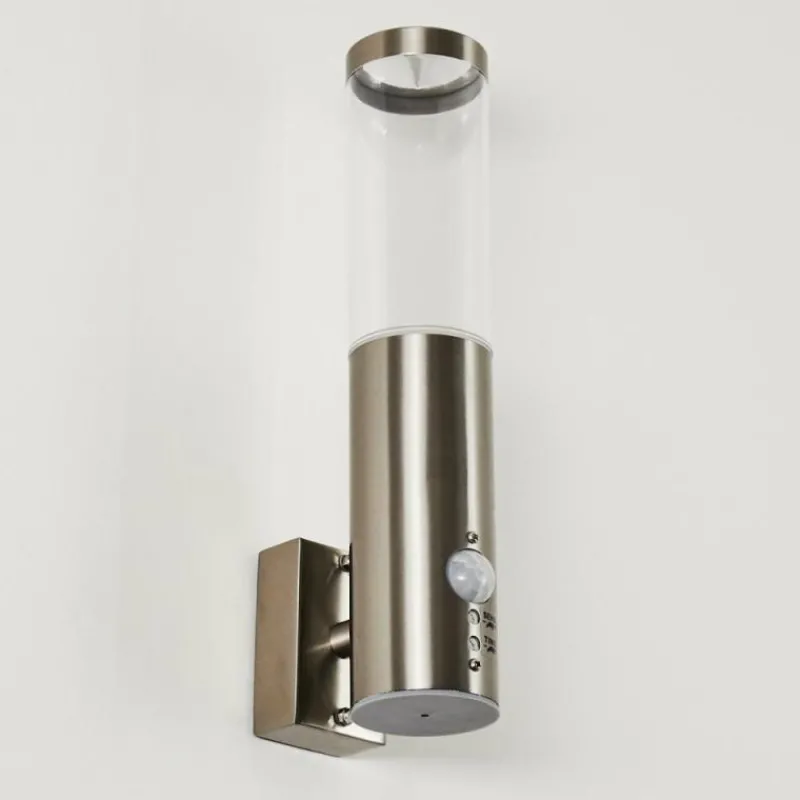 hofstein Applique murale d'extérieur Noreaz LED Acier inoxydable, 1 lumière, Détecteur de mouvement