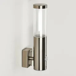 hofstein Applique murale d'extérieur Noreaz LED Acier inoxydable, 1 lumière, Détecteur de mouvement