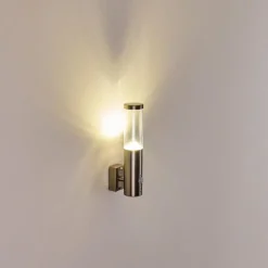 hofstein Applique murale d'extérieur Noreaz LED Acier inoxydable, 1 lumière, Détecteur de mouvement