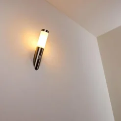 hofstein Applique murale d'extérieur Norburg Acier inoxydable, 1 lumière, Détecteur de mouvement
