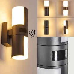hofstein Applique murale d'extérieur Baulund LED Anthracite, 1 lumière, Détecteur de mouvement