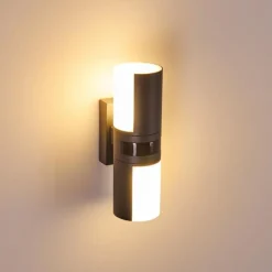 hofstein Applique murale d'extérieur Baulund LED Anthracite, 1 lumière, Détecteur de mouvement