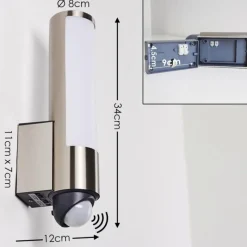 hofstein Applique murale d'extérieur Vasön LED Acier inoxydable, 1 lumière, Détecteur de mouvement