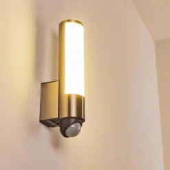 hofstein Applique murale d'extérieur Vasön LED Acier inoxydable, 1 lumière, Détecteur de mouvement