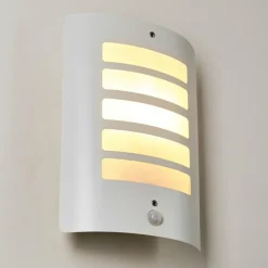 hofstein Applique murale d'extérieur Alslev Blanc, 1 lumière, Détecteur de mouvement