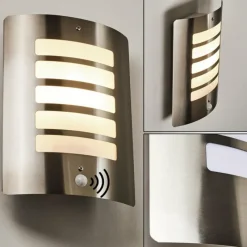 hofstein Applique murale d'extérieur Alslev Acier inoxydable, 1 lumière, Détecteur de mouvement