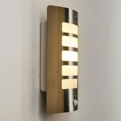 hofstein Applique murale d'extérieur Alslev Acier inoxydable, 1 lumière, Détecteur de mouvement