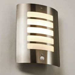 hofstein Applique murale d'extérieur Alslev Acier inoxydable, 1 lumière, Détecteur de mouvement