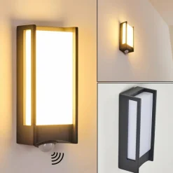 hofstein Applique murale d'extérieur Skove LED Anthracite, 1 lumière, Détecteur de mouvement