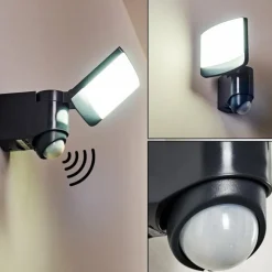 hofstein Applique murale d'extérieur Larvik LED Anthracite, 1 lumière, Détecteur de mouvement